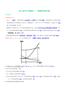 2020南京化学中考题型----溶解度专题