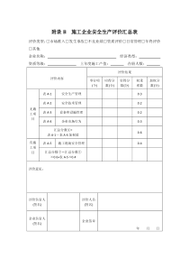 施工企业安全生产评价表(自评表)