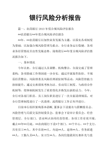 银行风险分析报告