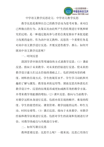中学语文教学反思论文：中学语文教学反思