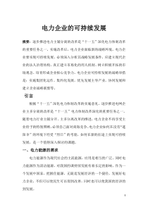 电力企业的可持续发展
