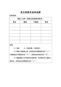 党支部委员、书记选票样式