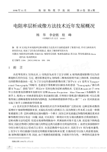 电阻率层析成像方法技术近年发展概况