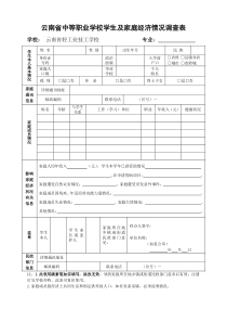 云南中等职业学校学生家庭经济情况调查表