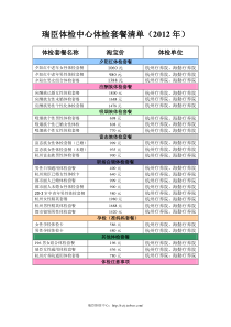 瑞臣体检中心体检套餐清单
