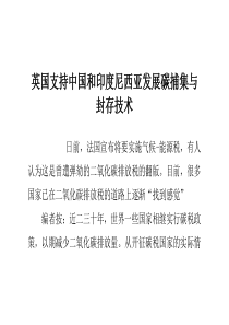 英国支持中国和印度尼西亚发展碳捕集与封存技术