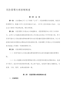 公司风险管理内部控制制度