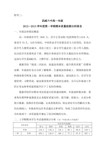 高一年级质量分析报告