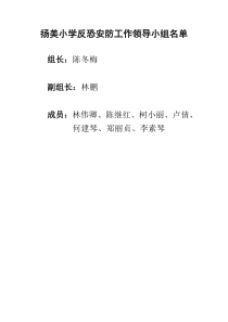 反恐安防工作领导小组及工作职责