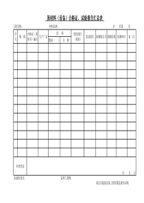 原材料(设备)合格证、试验报告汇总表