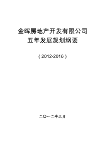 金晖房地产开发有限公司五年发展规划纲要(XXXX-XXXX)