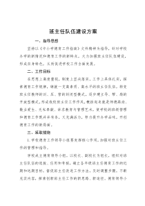 班主任队伍建设方案
