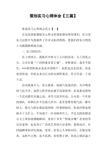 策划实习心得体会【三篇】