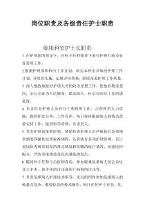 岗位职责及各级责任护士职责