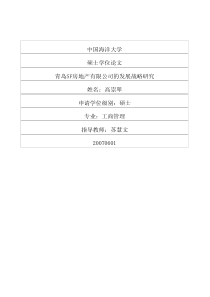 青岛SF房地产有限公司的发展战略研究