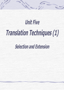 Unit 5 翻译技巧--词义的选择与引申