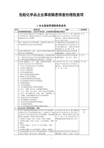 危险化学品企业事故隐患排查治理检查项