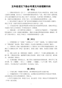 小学语文部编版五年级下册必考课文内容理解