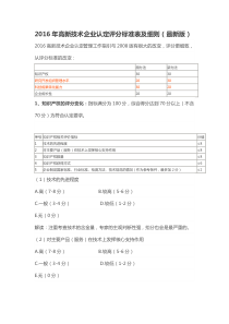 2016年高新技术企业认定评分标准表及细则(最新版)