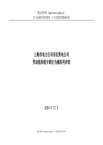 上海市电力公司市区供电公司劳动组织组专职行为规范考评表