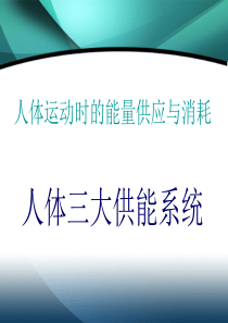 人体运动时的能量供应与消耗
