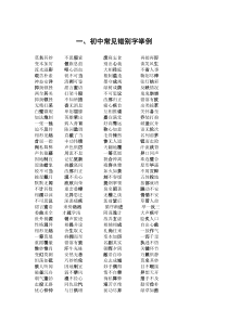 初中语文常见错别字举例