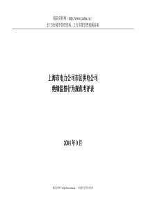 上海市电力公司市区供电公司绝缘监督行为规范考评表