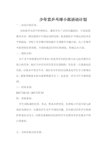 少年宫乒乓球小组活动计划