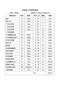 住院病人用药明细表