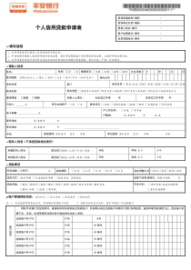 平安个人信用贷款申请表