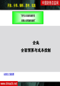 全面预算与成本控制