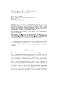 Current Approaches to Punctuation in Computational