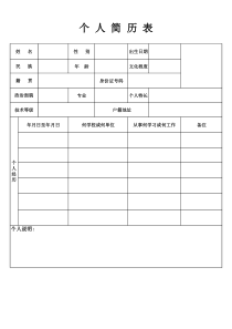 个人简历表格式