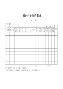 村级计划生育信息月报告单