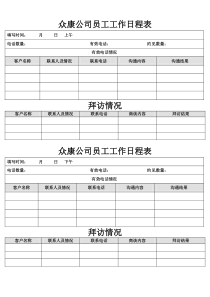 销售人员工作日志表格