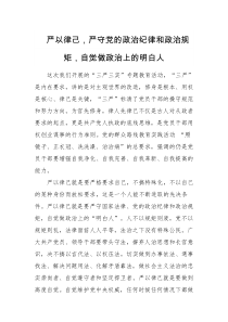 严以律己-严守党的政治纪律和政治规矩-自觉做政治上的明白人.