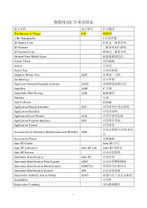 物联网中英文词汇对照表