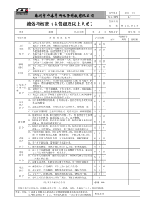 主管级以上人员绩效考核表