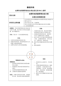 科室质量管理改进方案自查记录PDCA
