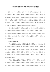 在招投标过程中加强廉政建设的心得体会