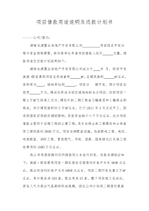 项目借款用途说明及还款计划书