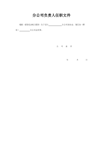 分公司负责人任职文件