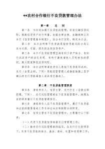 不良贷款管理办法