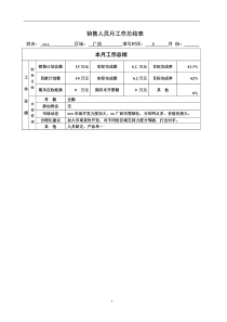 销售人员月工作总结表