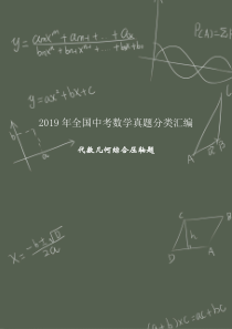 2019年全国中考数学真题分类汇编：代数几何综合压轴题(含答案)