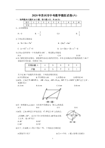2020年苏州市中考数学模拟试卷(六)(含答案-)