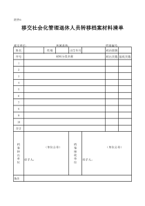 移交社会化管理退休人员转移档案材料清单
