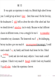 牛津译林版必修一至必修四modules1-3课文改编语法填空课件(20张ppt)