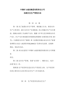 中煤矿山建设集团有限责任公司加强安全生产管理办法61号