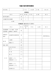 专题片制作费用预算表